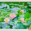 Tranh hoa sen sơn dầu đẹp mẫu mới
