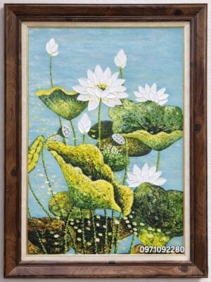 Tranh vẽ hoa sen treo phòng ăn đẹp