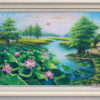 Tranh hoa sen trong đầm đẹp sơn dầu cao cấp