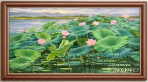 Tranh hoa sen Việt Nam truyền thống bình an