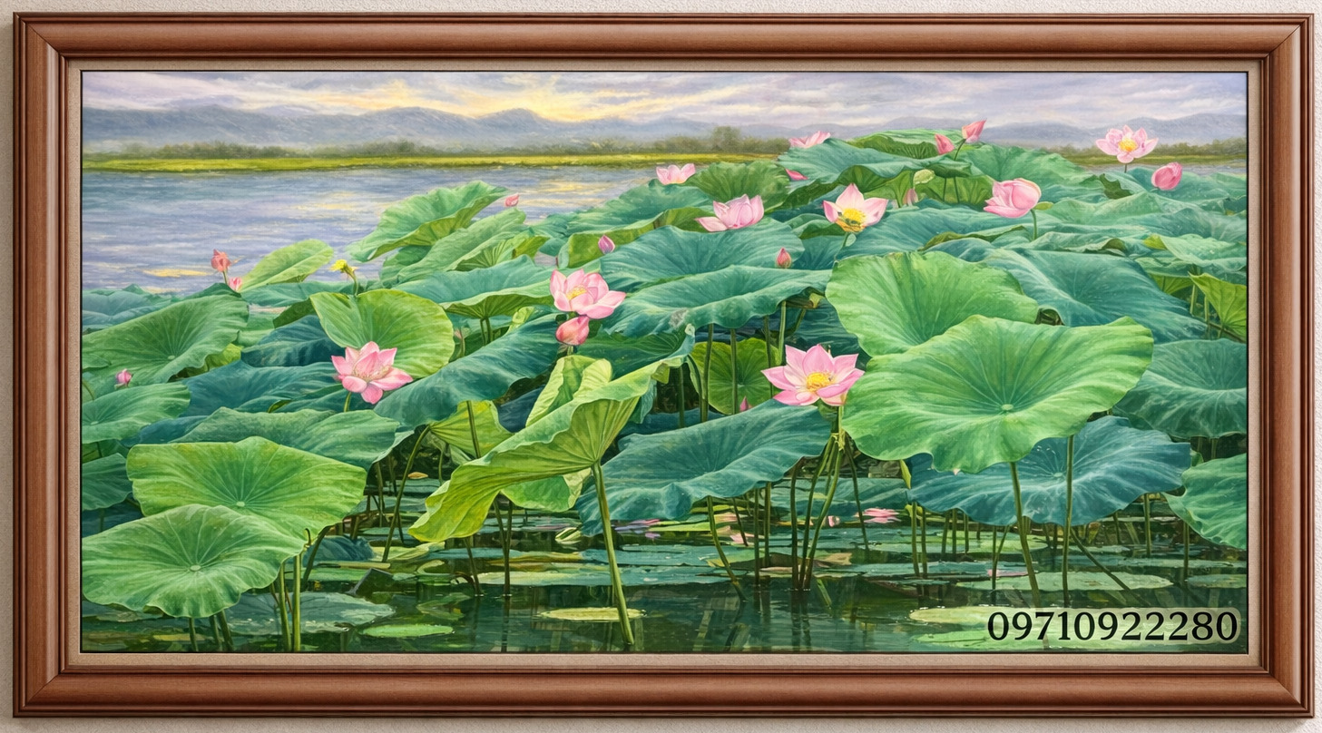 Tranh hoa sen Việt Nam truyền thống bình an