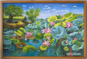 Tranh hoa sen làm quà tặng decor hiện đại