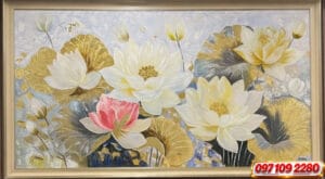 Tranh hoa sen nghệ thuật treo tường sang trọng