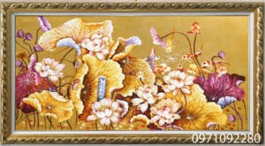 Tranh hoa sen dát vàng đẹp được yêu thích nhất