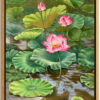 Tranh vẽ bông hoa sen đẹp nở rộ trong đầm