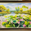 Tranh hoa sen vẽ đẹp mộc mạc thiên nhiên yên bình