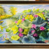 Tranh đầm hoa sen 3D vẽ tay bến đò nơi làng quê