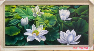 Tranh hoa sen vẽ tay treo văn phòng được yêu thích nhất