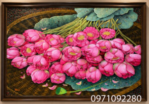 Tranh hoa sen nghệ thuật, tranh hoa sen decor đẹp